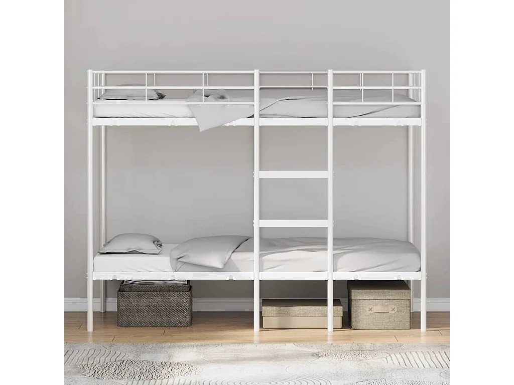 Lit superposé sans matelas blanc 75x190 cm acier