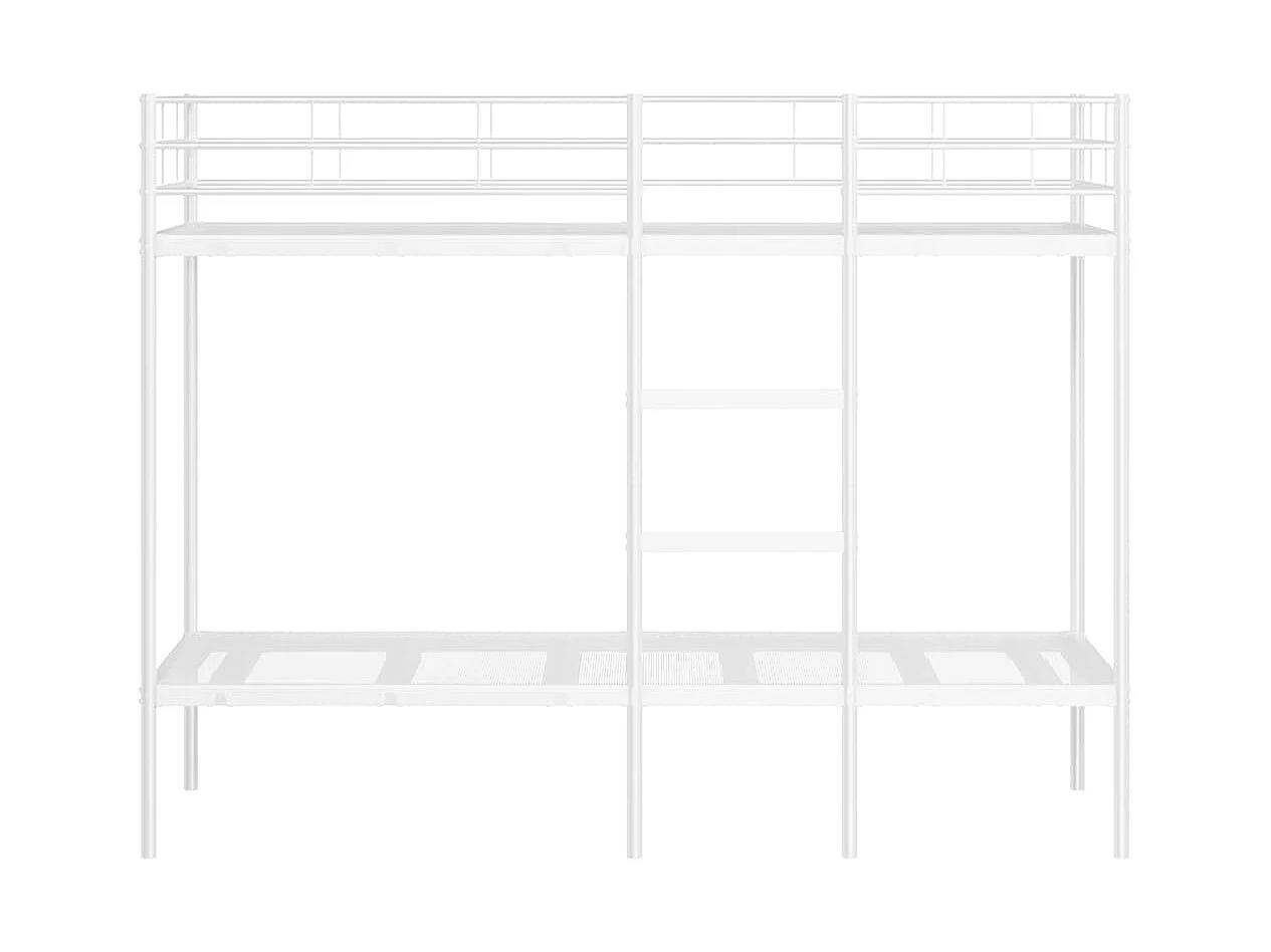 Lit superposé sans matelas blanc 75x190 cm acier