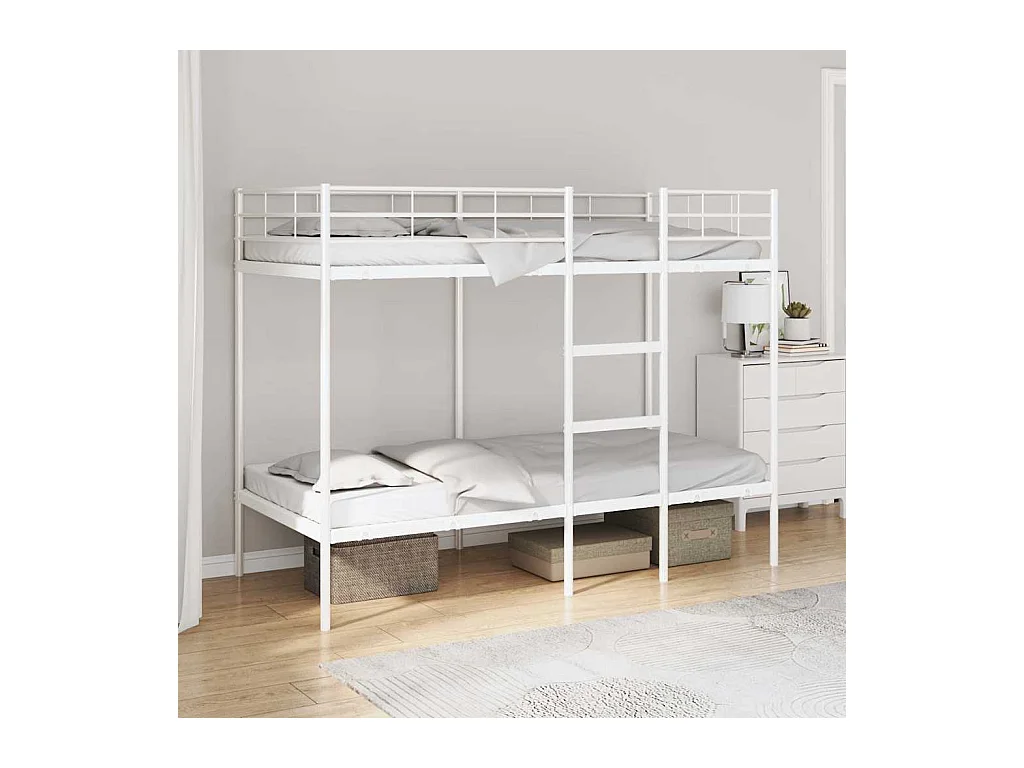 Lit superposé sans matelas blanc 90x200 cm acier