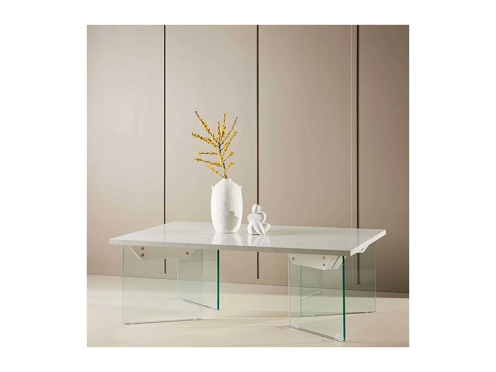 Table basse 120 x 80 cm pieds en verre Ester