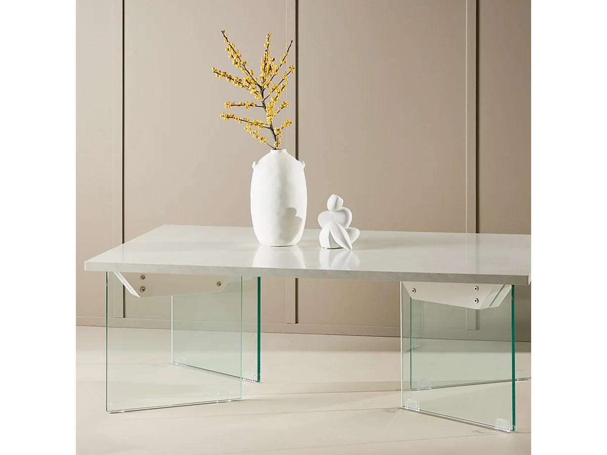 Table Basse en Verre "Ester" 120cm Blanc