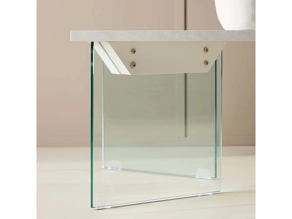 Table Basse en Verre "Ester" 120cm Blanc