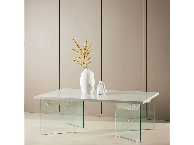 Table Basse en Verre "Ester" 120cm Blanc