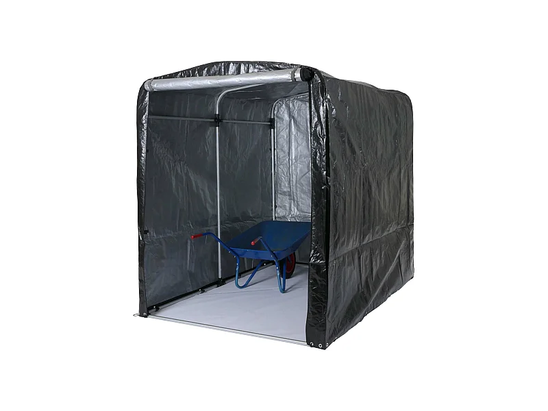 Casetta da giardino MCW-N61, da esterno per attrezzi, alluminio protezione UV impermeabile, 201x157x201cm ~ antracite