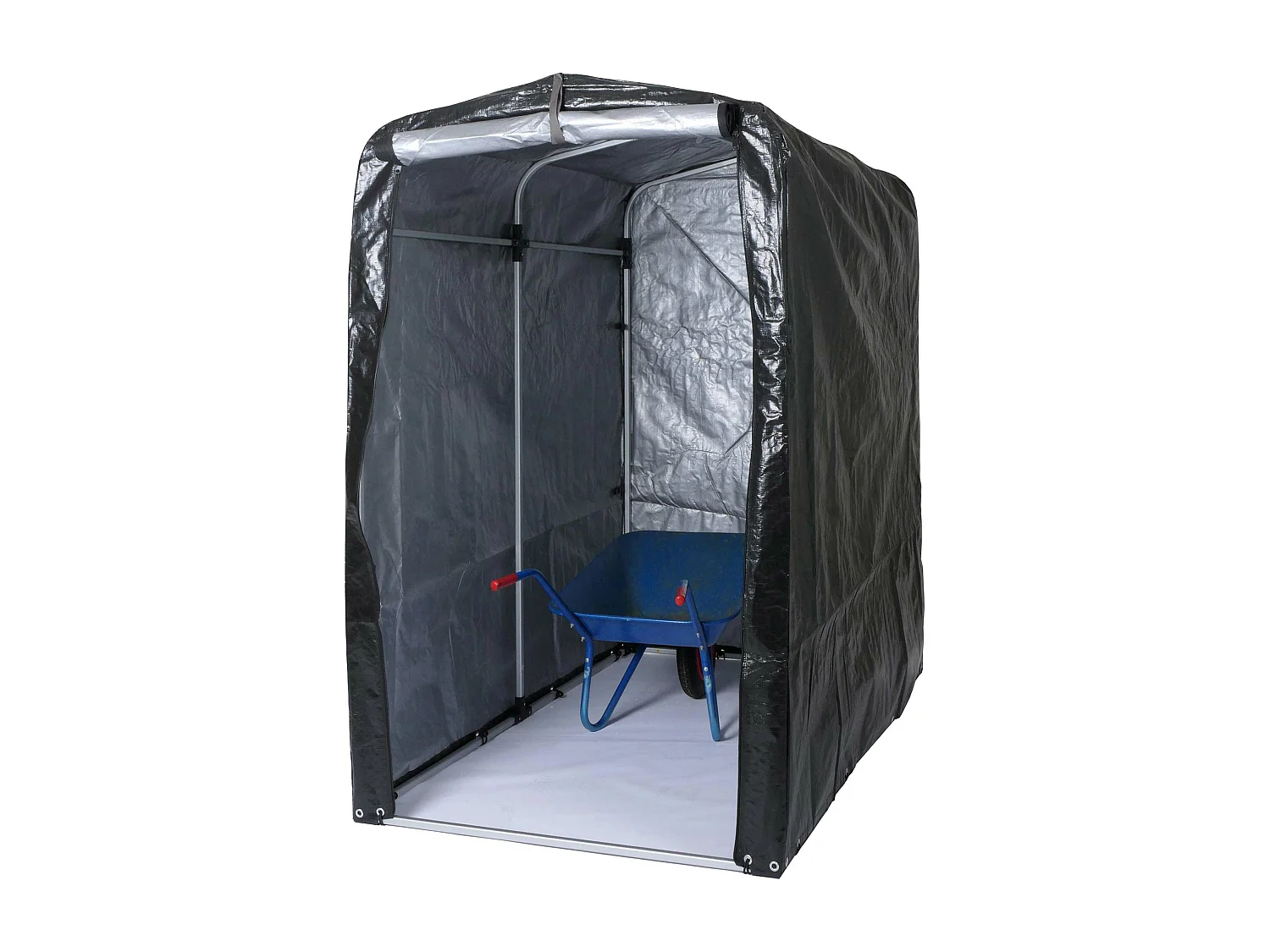 Casetta da giardino MCW-N61, da esterno per attrezzi, alluminio protezione UV impermeabile, 201x121x201cm ~ antracite