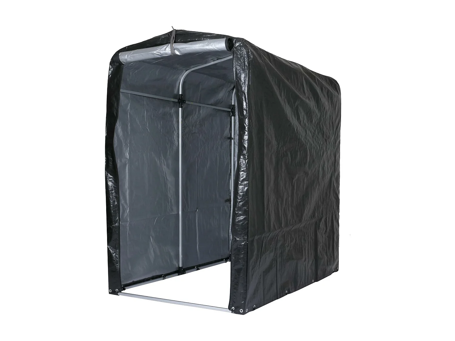 Casetta da giardino MCW-N61, da esterno per attrezzi, alluminio protezione UV impermeabile, 201x121x201cm ~ antracite