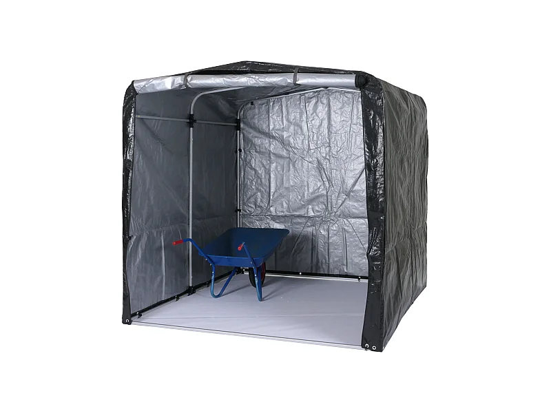 Casetta da giardino MCW-N61, da esterno per attrezzi, alluminio protezione UV impermeabile, 201x201x201cm ~ antracite