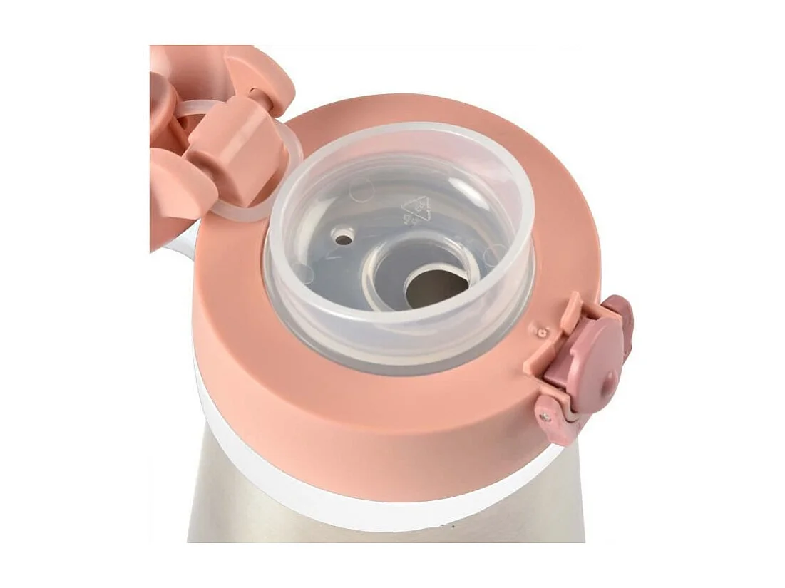 BEABA, Gourde inox 350 ml + anse - old pink