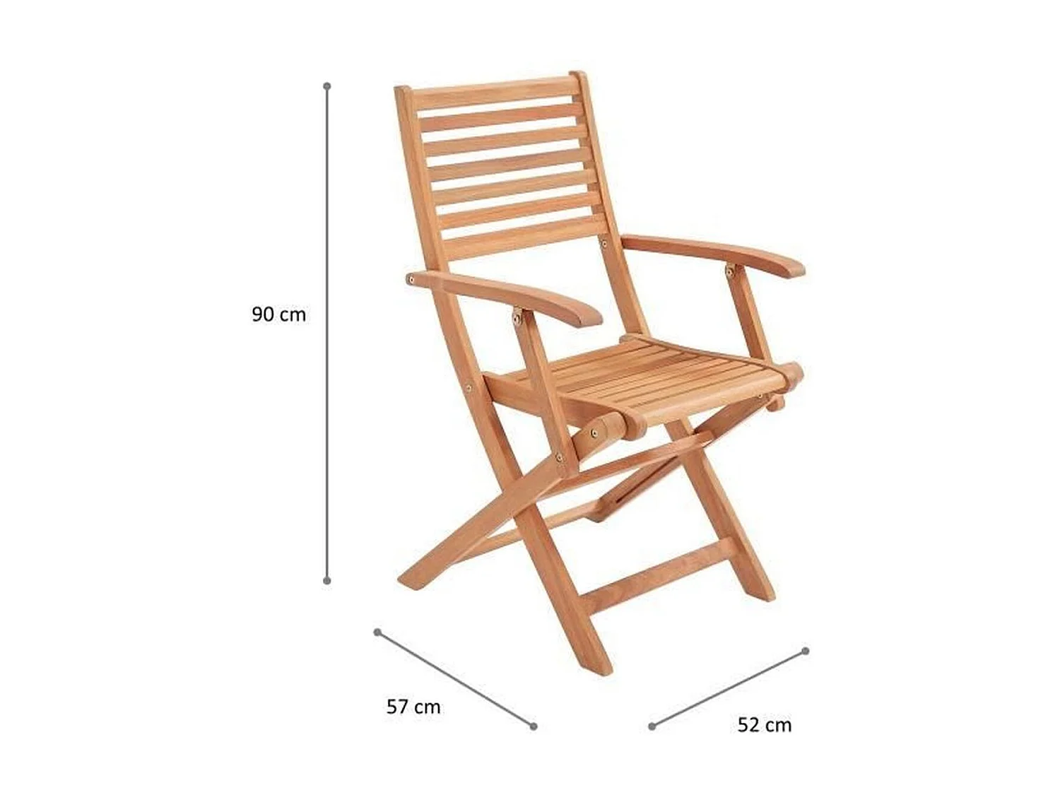 2 klappbare Gartensessel aus Akazie – 57 x 52 x 90 cm