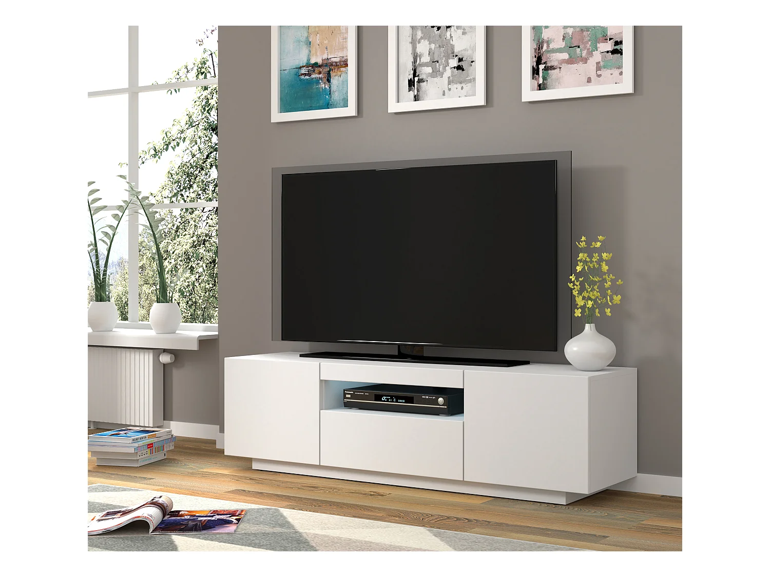 Mobile TV AURA 150 cm bianco opaco universale
