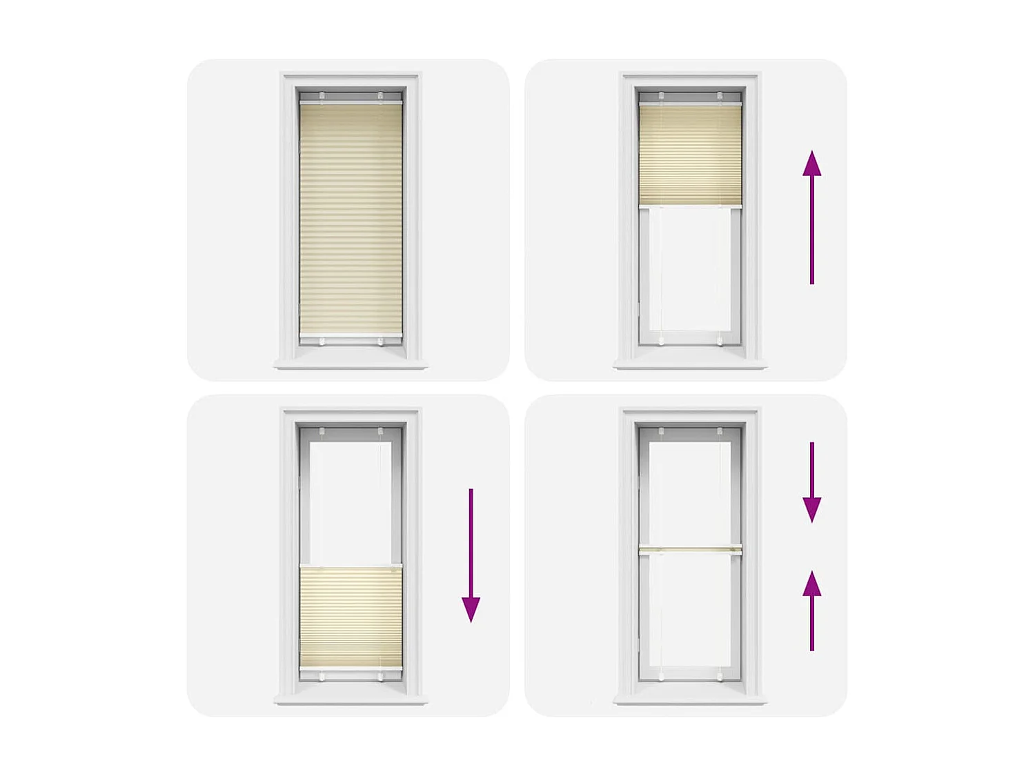 Creme Plissada Cega 65x150 cm Largura Tecido 64,4 cm Poliéster