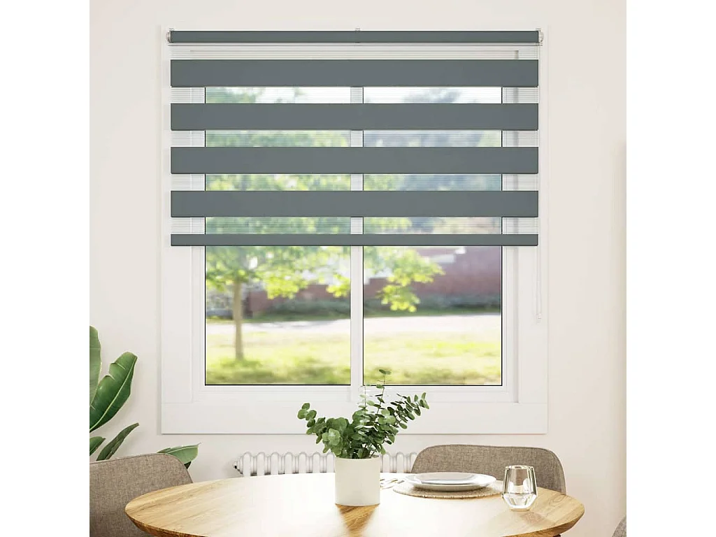 Zebra rolgordijn 130x150 cm stofbreedte 125,9 cm donkergrijs