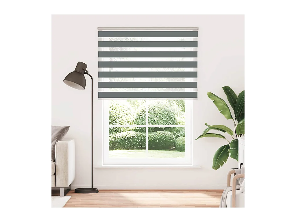 Zebra rolgordijn 160x200 cm stofbreedte 155,9 cm donkergrijs
