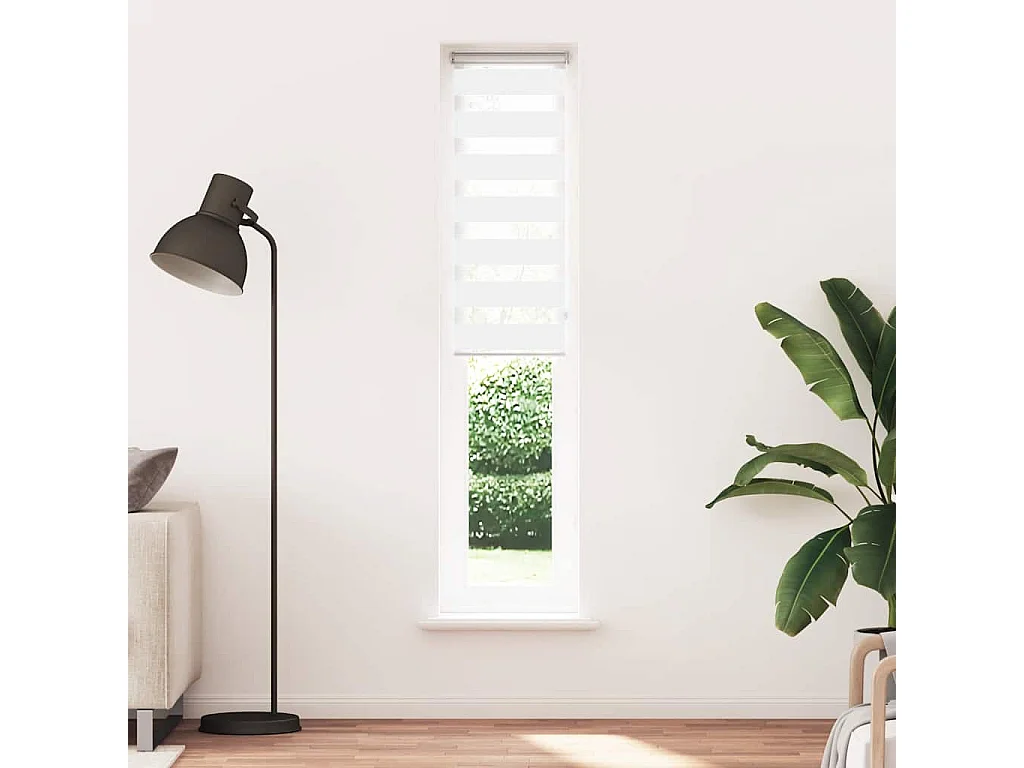 Estor cebra blanco 40x230 cm tejido ancho 35,9 cm poliéster