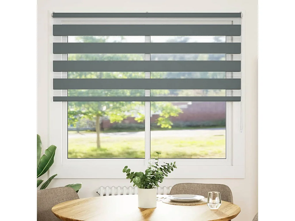 Store zèbre gris foncé largeur du tissu 160,9 cm polyester