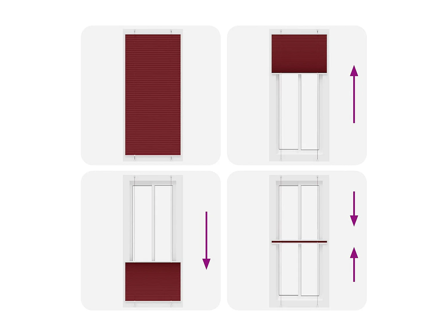 Store plissé rouge bordeaux 90x200 cm largeur du tissu 89,4 cm