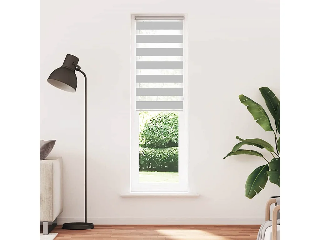 Estor cebra gris claro 65x200cm tejido ancho 60,9 cm poliéster