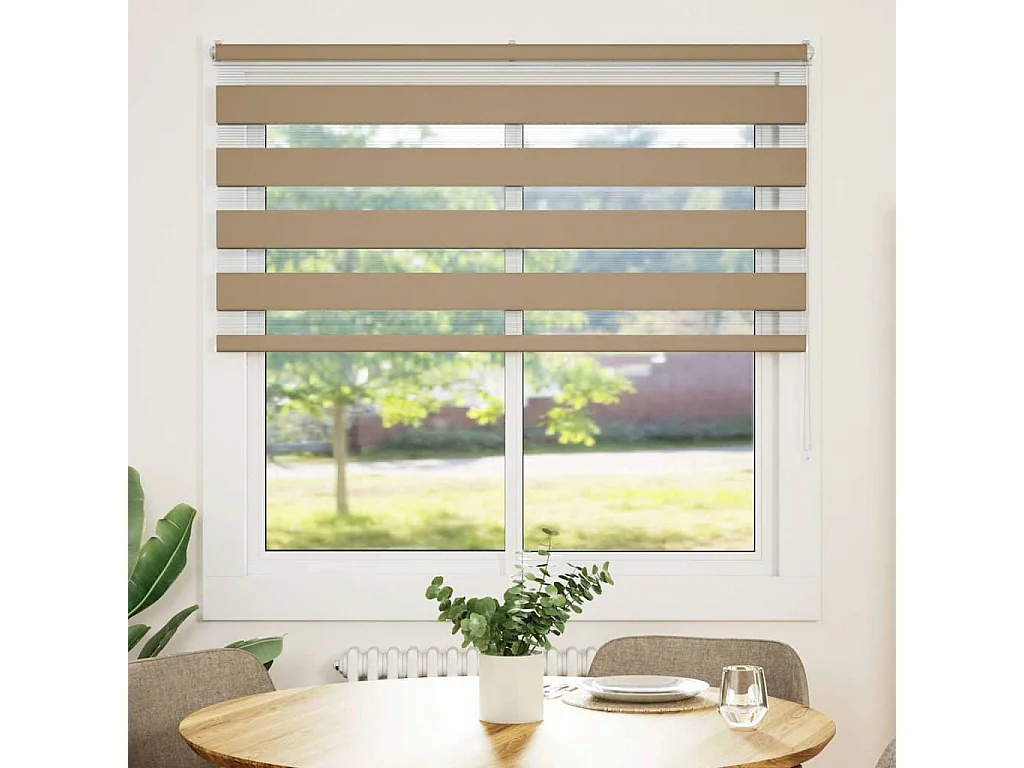 Store zèbre marron sable largeur du tissu 145,9 cm polyester