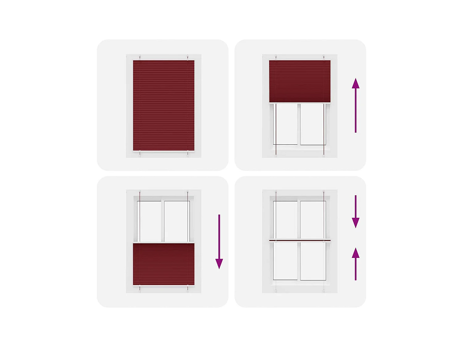 Store plissé rouge bordeaux 95x100 cm largeur du tissu 94,4 cm