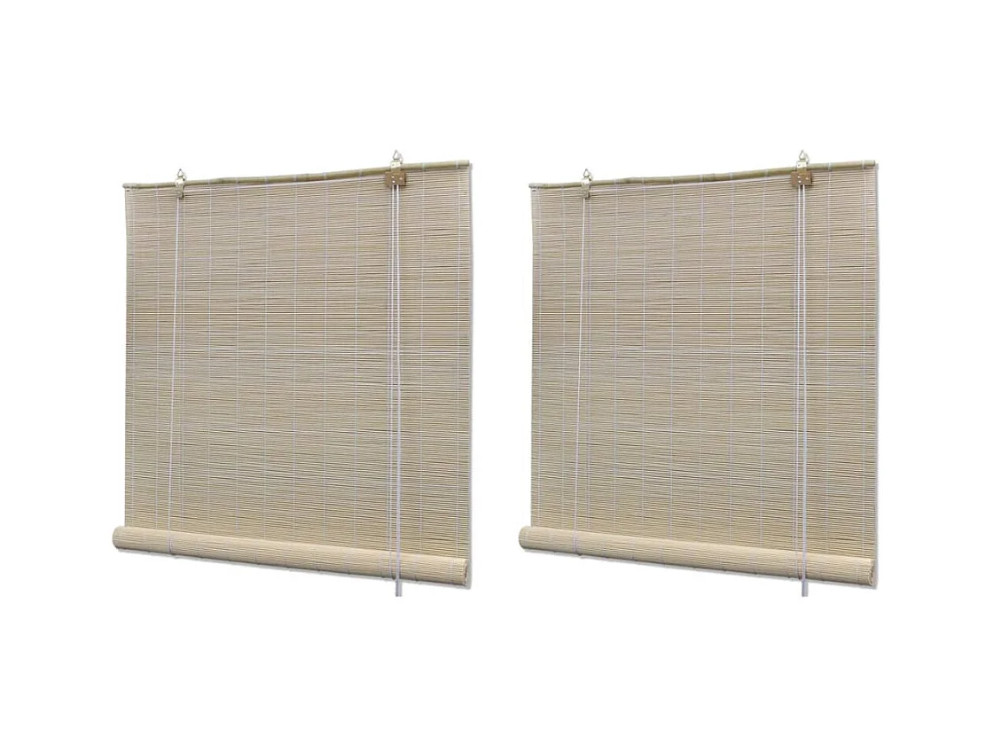 Estor enrollable de bambú natural 2 unidades 120x160 cm
