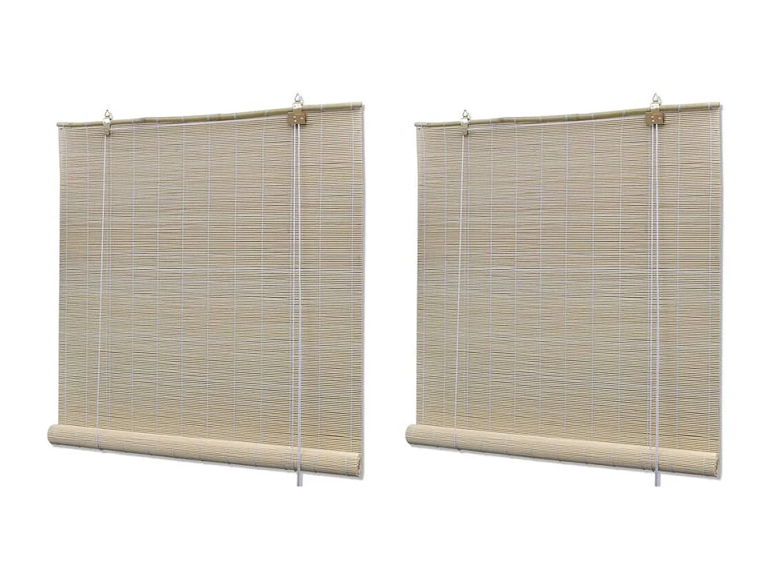 Stores à rouleau Bambou naturel 2 pièces 120x160 cm