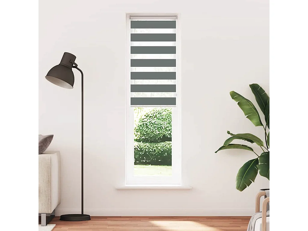 Estor cebra gris oscuro 60x200cm tejido ancho 55,9 cm poliéster