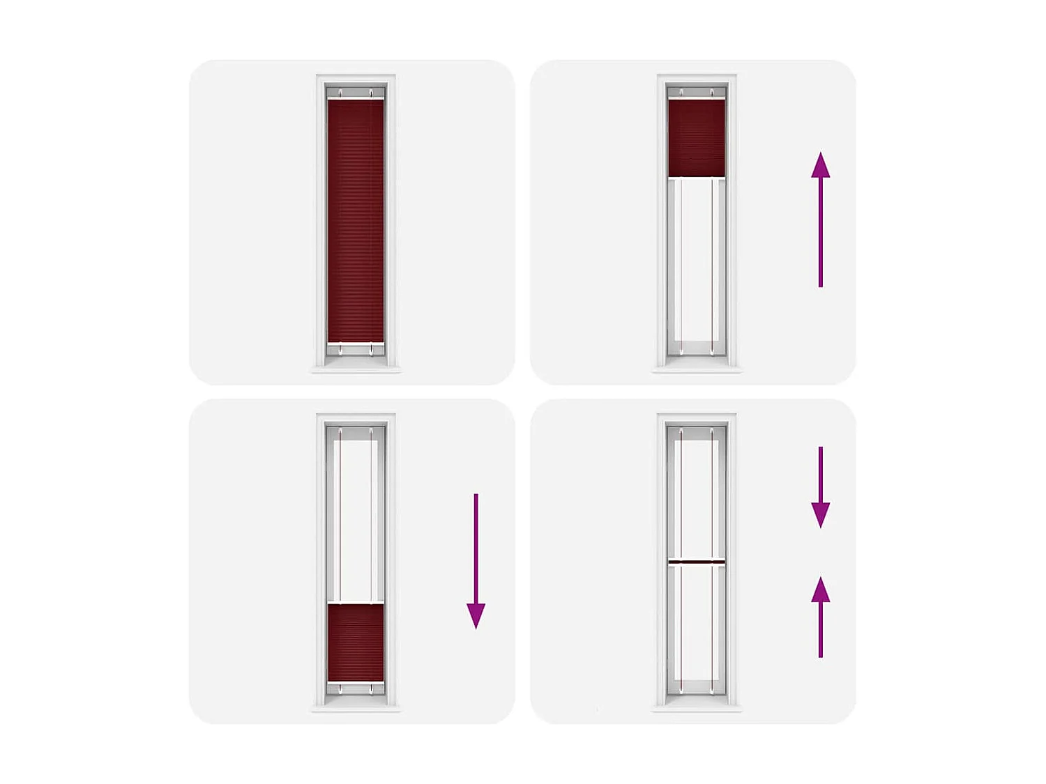 Store plissé rouge bordeaux 45x200 cm largeur du tissu 44,4 cm