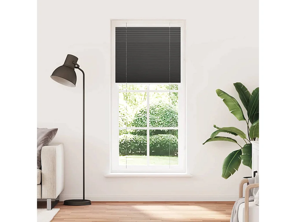 Store plissé noir 85x200 cm largeur du tissu 84,4 cm polyester