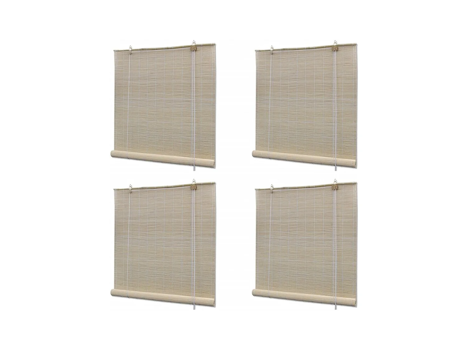 Estor enrollable de bambú natural 4 unidades 120x160 cm