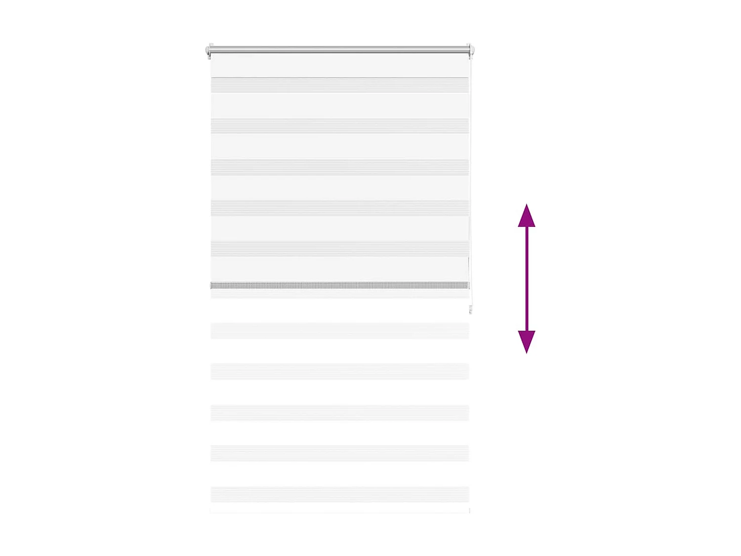 Estore de rolo 100 x 175 cm, linhas de zebra / Branco