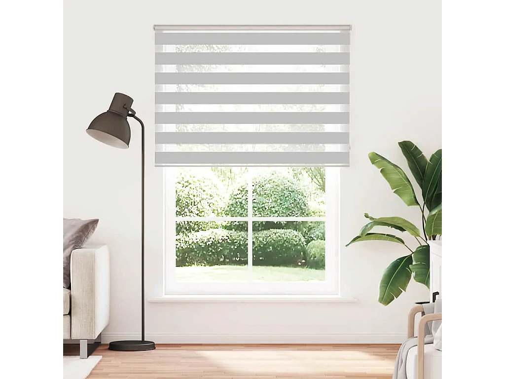 Estor cebra gris claro 135x230cm tejido ancho 130,9cm poliéster