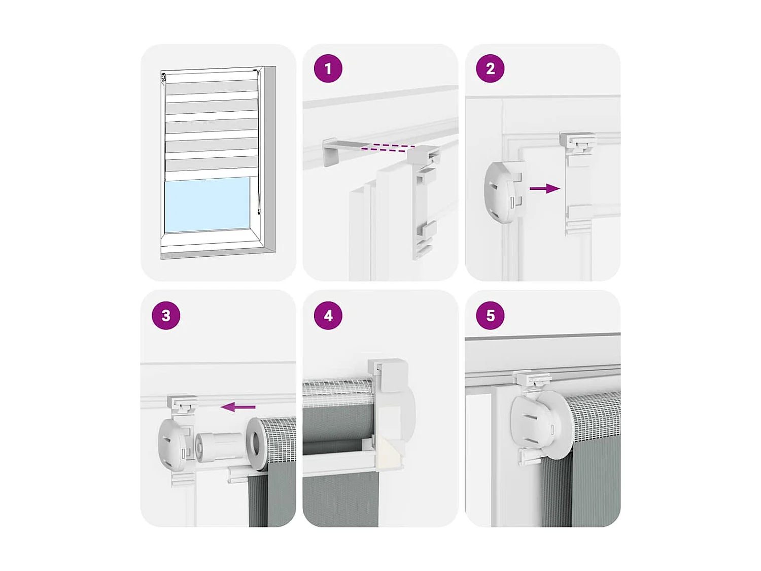 Zebra rolgordijn 110x150 cm stofbreedte 105,9 cm donkergrijs