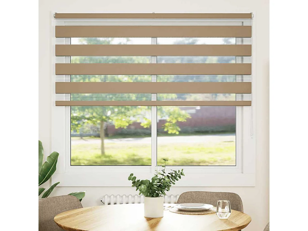 Store zèbre marron sable largeur du tissu 150,9 cm polyester