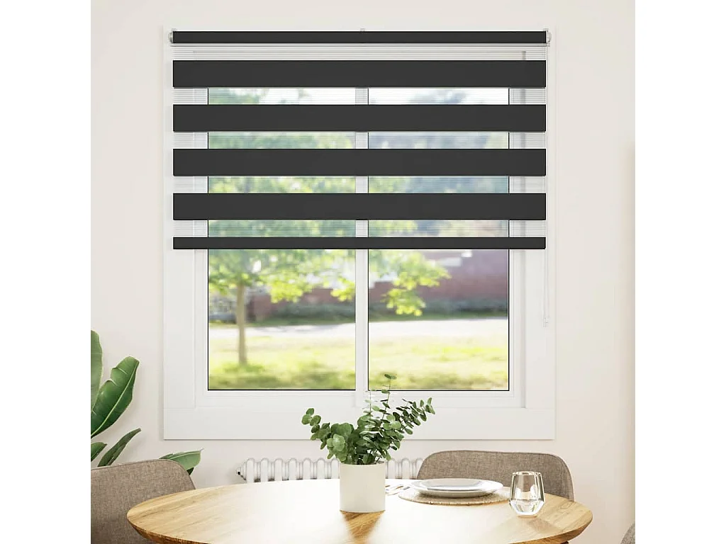 Store zèbre noir 135x100 cm largeur du tissu 130,9 cm polyester