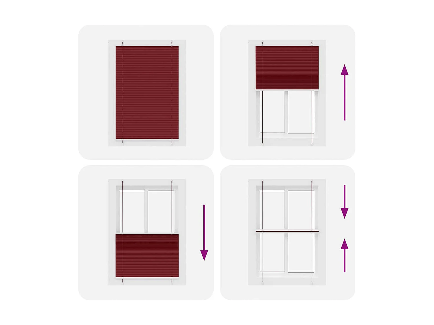 Store plissé rouge bordeaux 95x150 cm largeur du tissu 94,4 cm