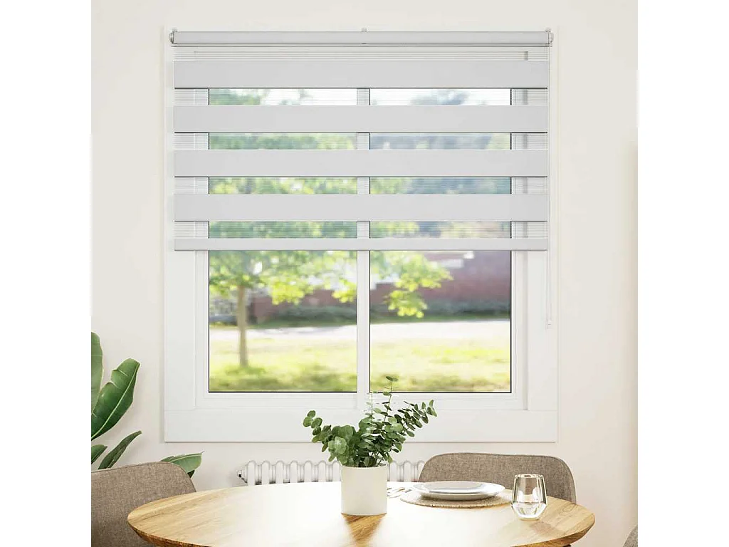 Zebra Blind 130x100 cm stofbreedte 125,9 cm polyester wit