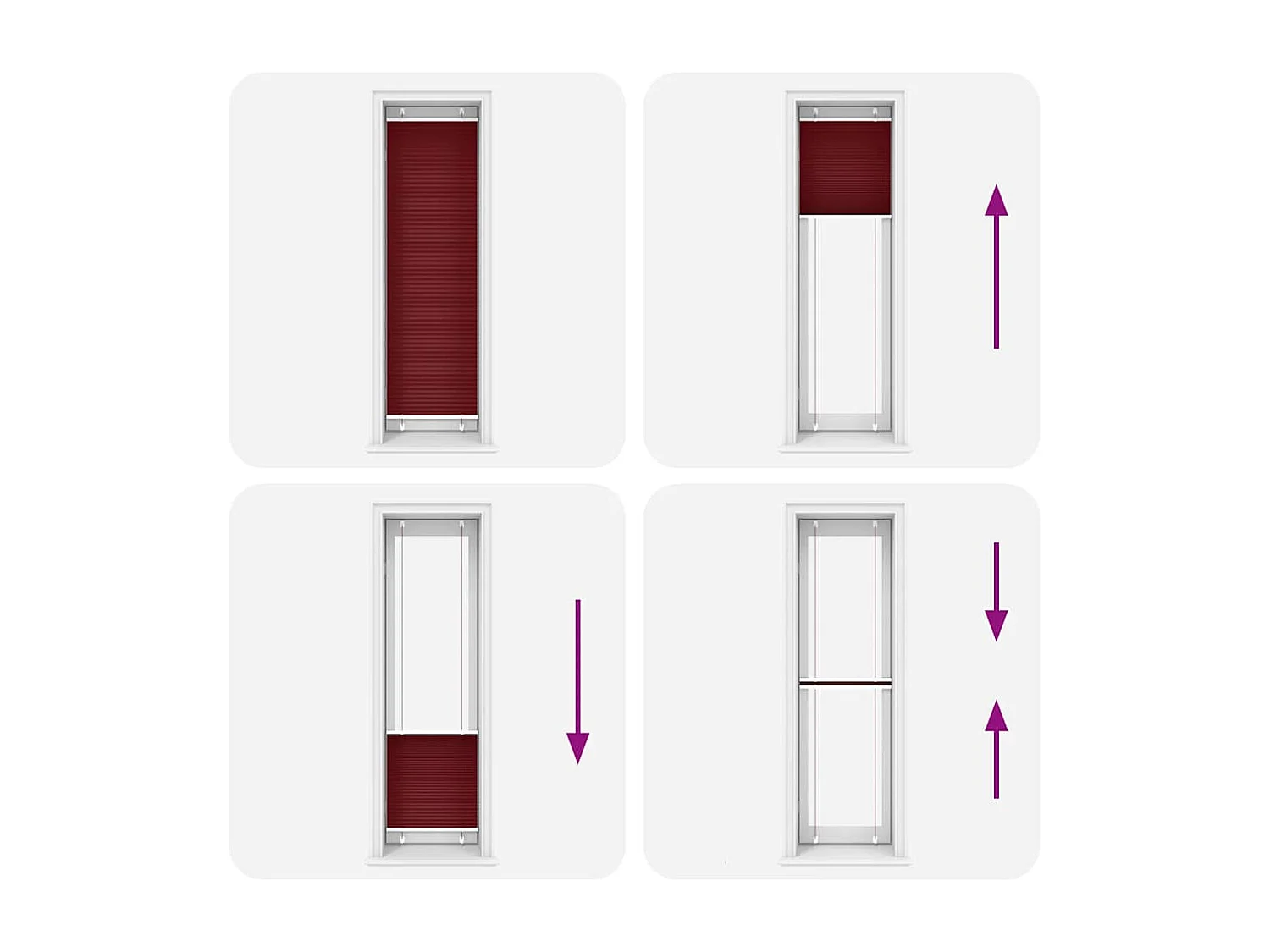 Store plissé rouge bordeaux 55x200 cm largeur du tissu 54,4 cm