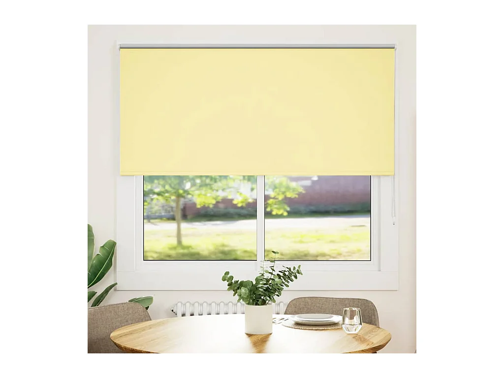 Store enrouleur occultant jaune largeur du tissu 141,6 cm