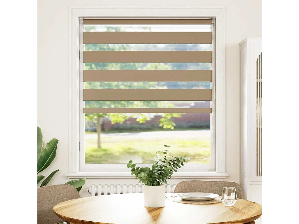 Store zèbre marron sable largeur du tissu 105,9 cm polyester