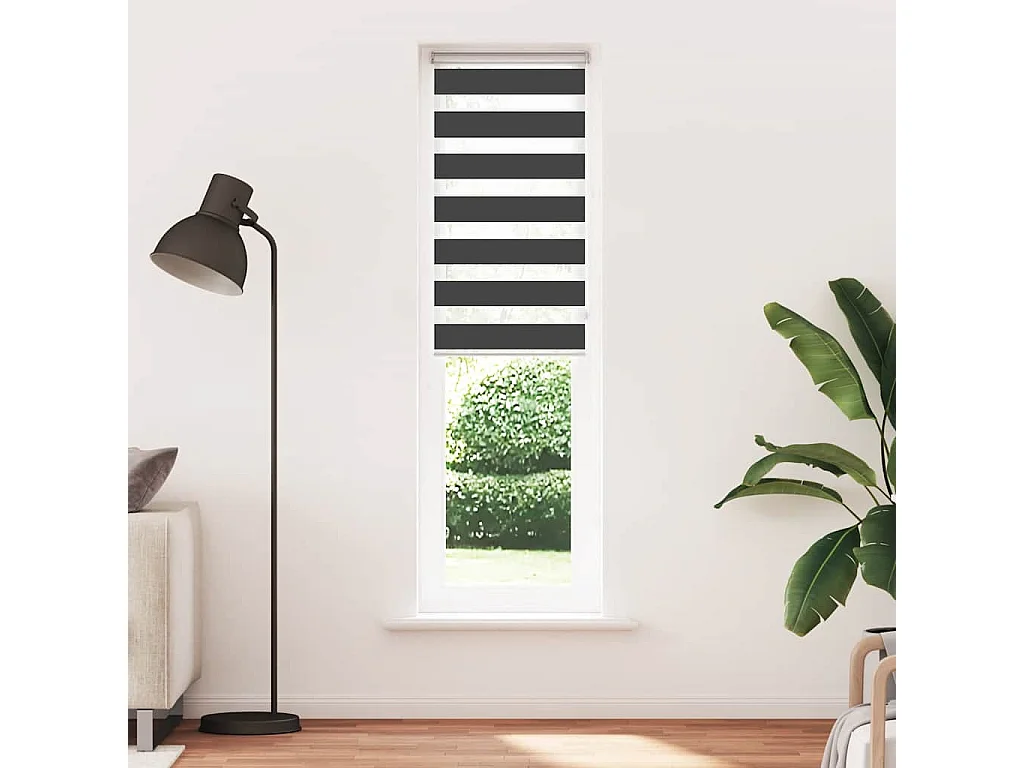 Estor cebra negro 65x200 cm tejido ancho 60,9 cm poliéster