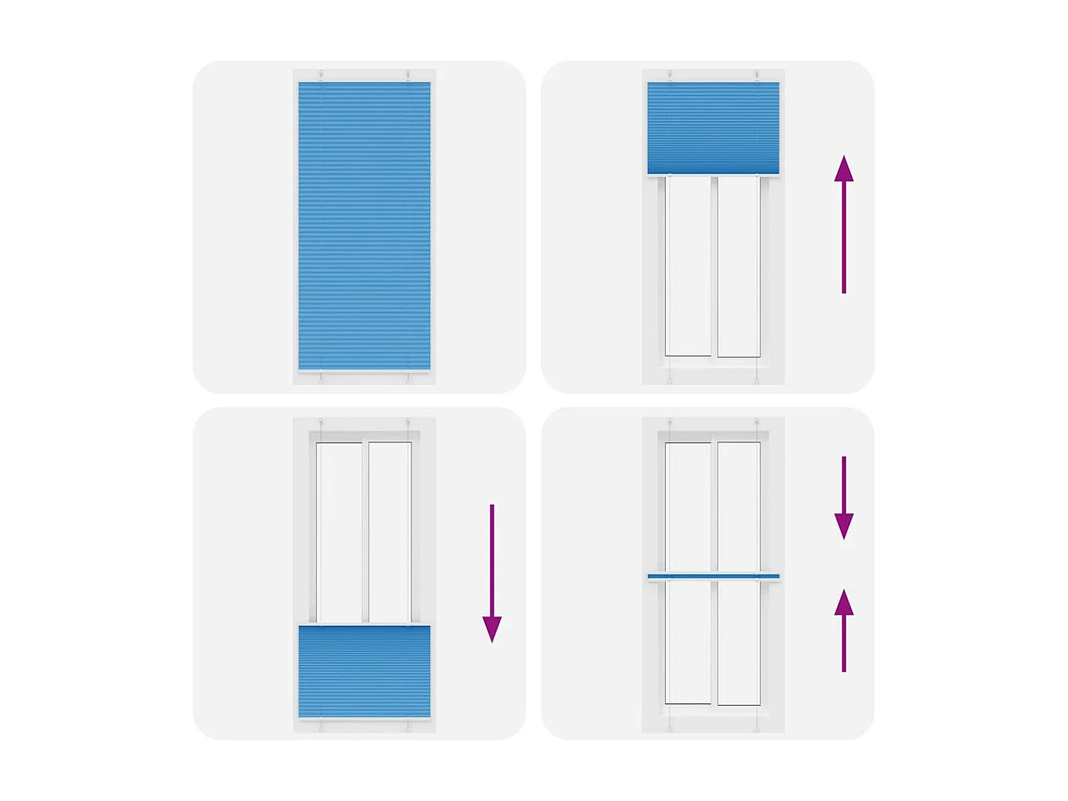 Store plissé bleu 95x200 cm largeur du tissu 94,4 cm polyester