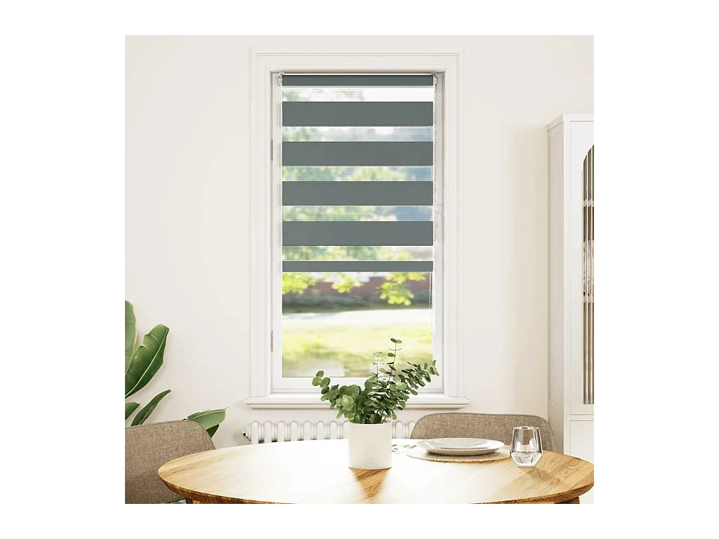 Estor cebra gris oscuro 60x150cm tejido ancho 55,9 cm poliéster