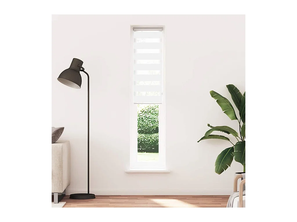 Store zèbre blanc 40x200 cm largeur du tissu 35,9 cm polyester