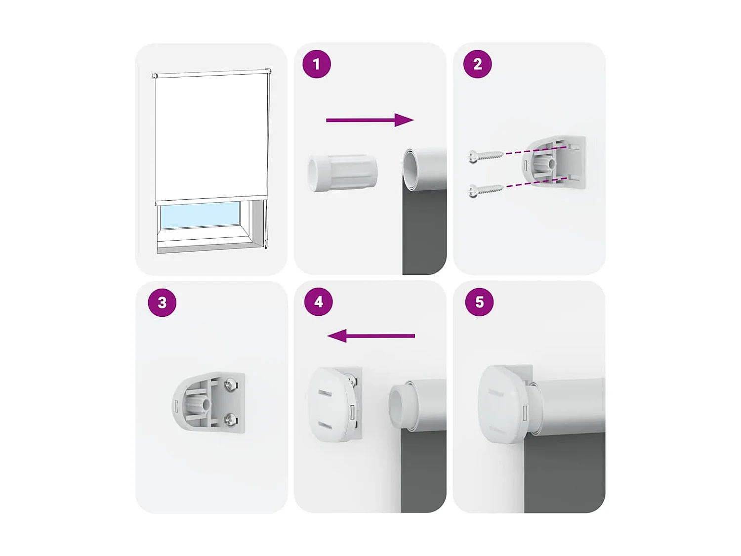 Estor Enrollable Opaco blanco 80x150 cm Tela Ancho 75,7 cm