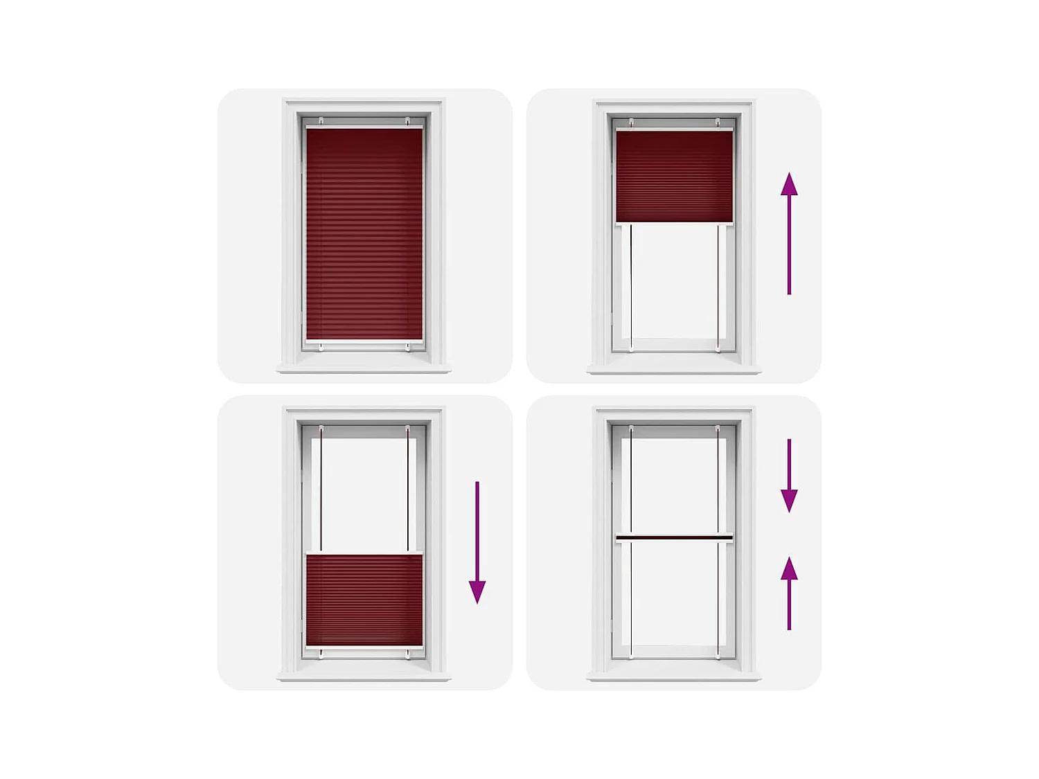 Store plissé rouge bordeaux 75x100 cm largeur du tissu 74,4 cm