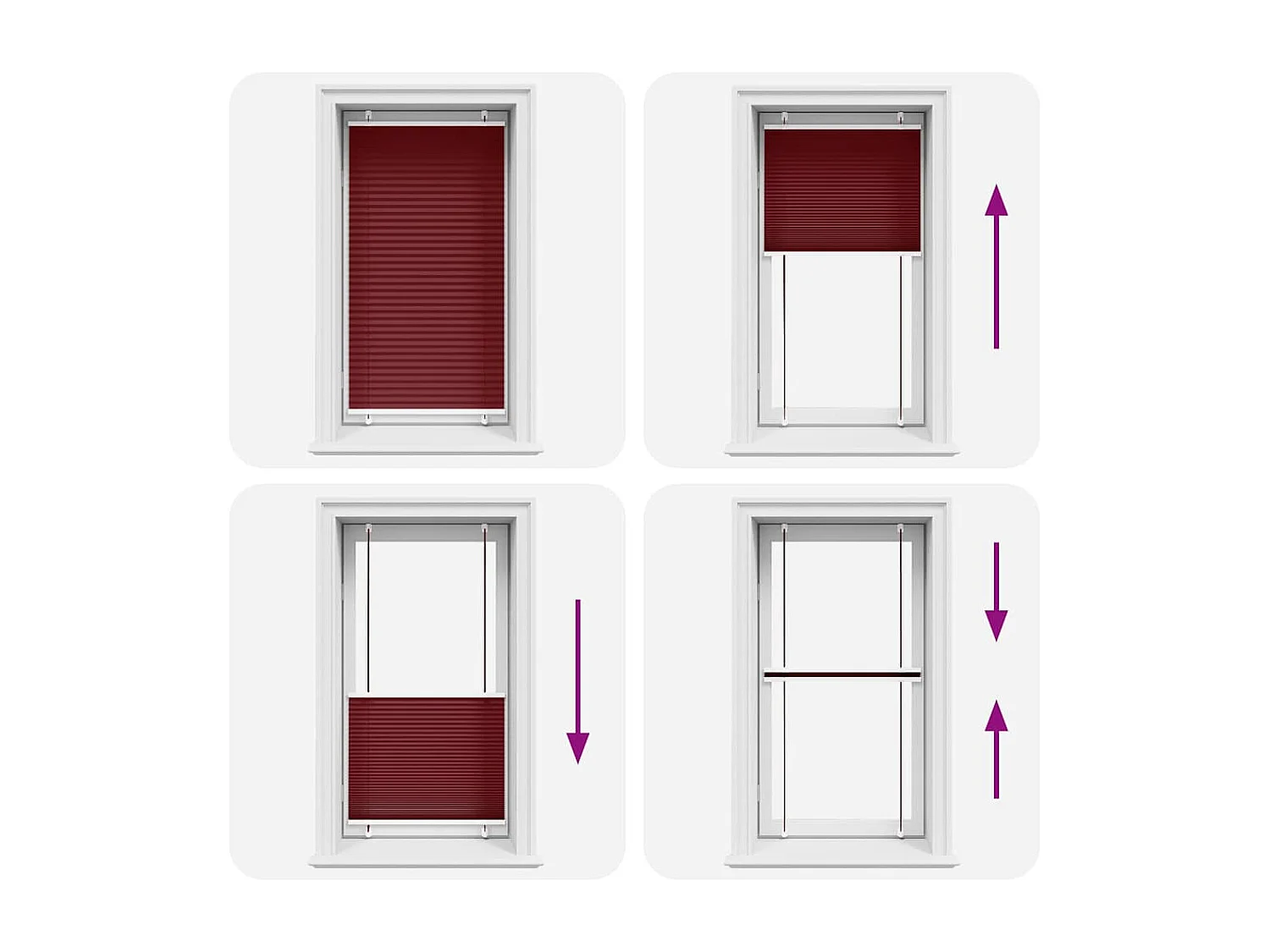 Store plissé rouge bordeaux 75x100 cm largeur du tissu 74,4 cm