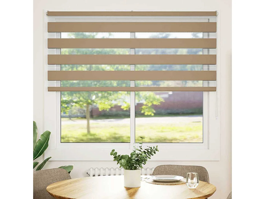 Store zèbre marron sable largeur du tissu 155,9 cm polyester