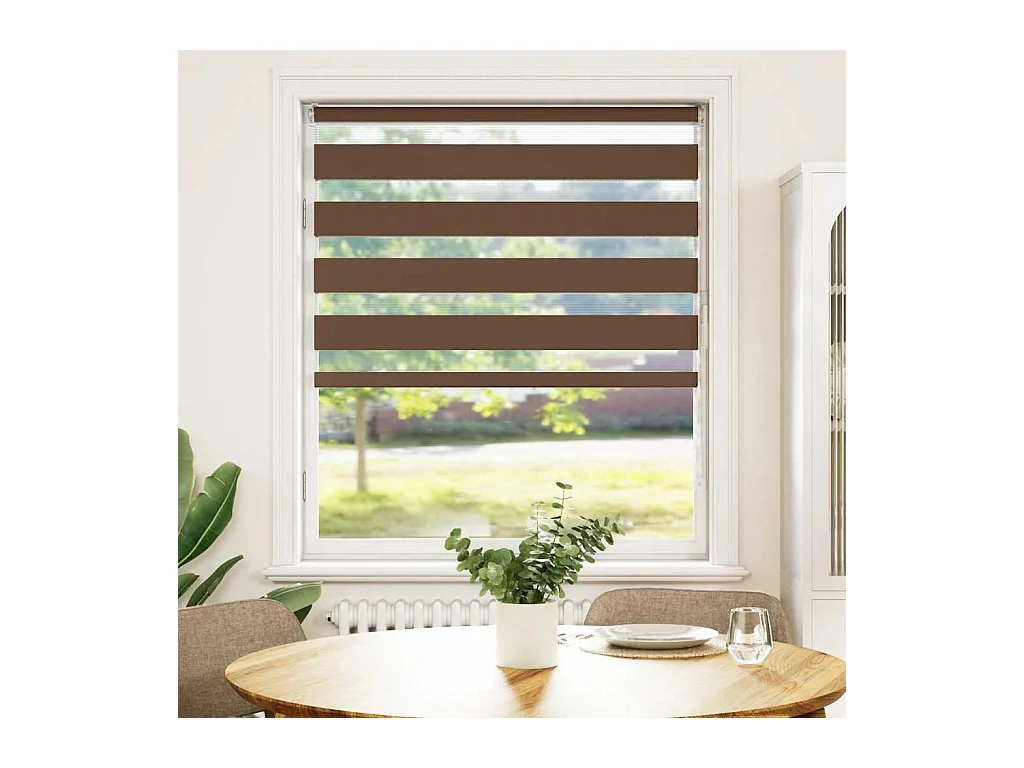 Estor cebra marrón 110x150 cm tejido ancho 105,9 cm poliéster