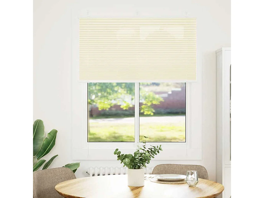 Creme Plissada Cega 110x150 cm Largura Tecido 109,4cm Poliéster