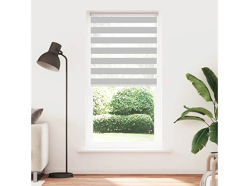 Zebra rolgordijn 105x200 cm stofbreedte 100,9 cm lichtgrijs